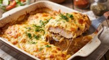 Нежное куриное филе по-французски под сырной корочкой